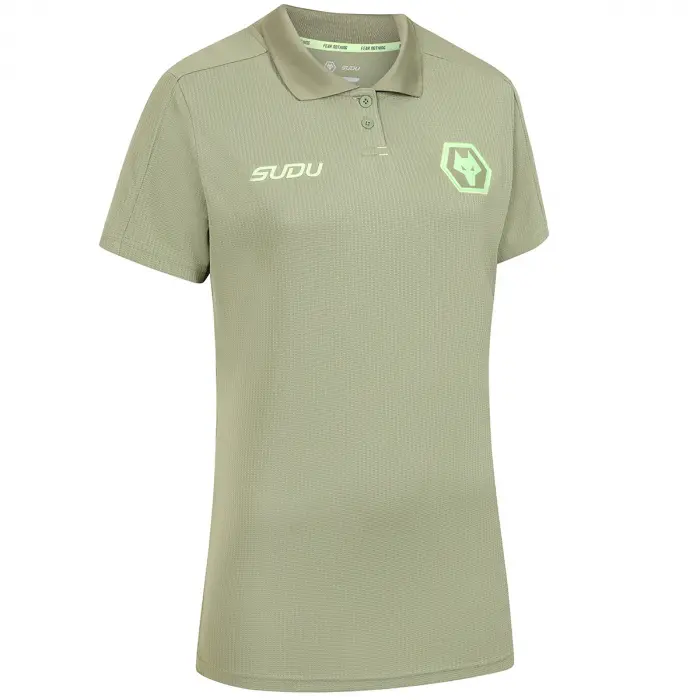 Wolverhampton Wanderers Shop | 2025-26 Players Travel Polo – Khaki – Womens Wolverhampton Wanderers Merchandise